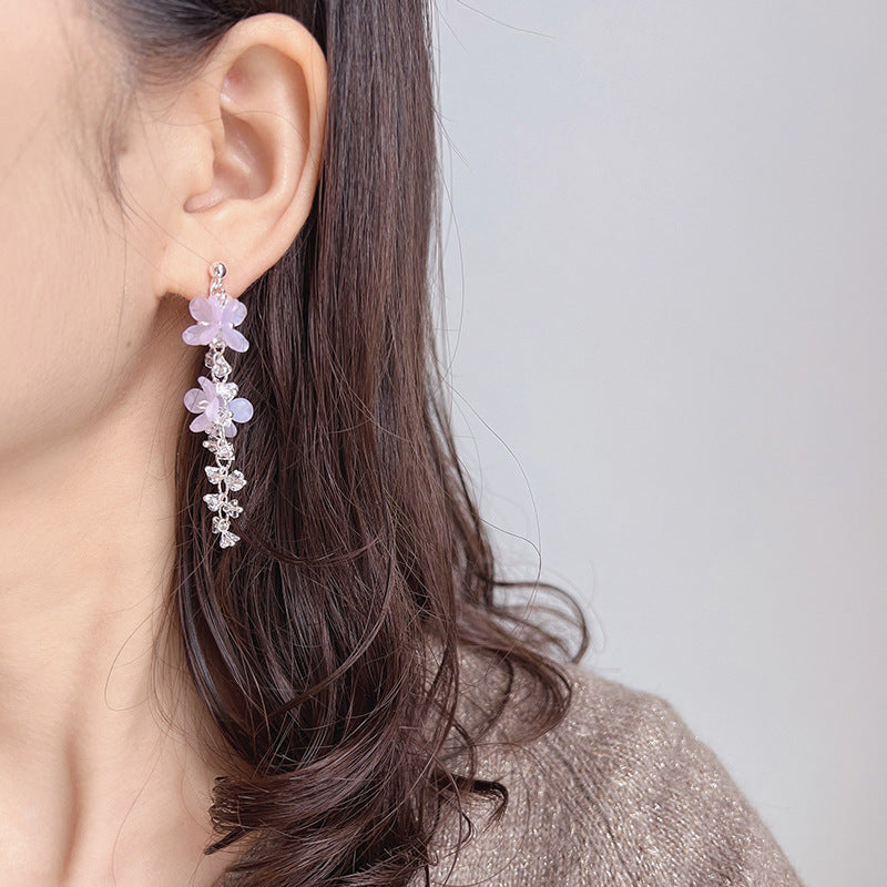 Women's Mosquito Coil Earless Long Tassel Sier Earrings