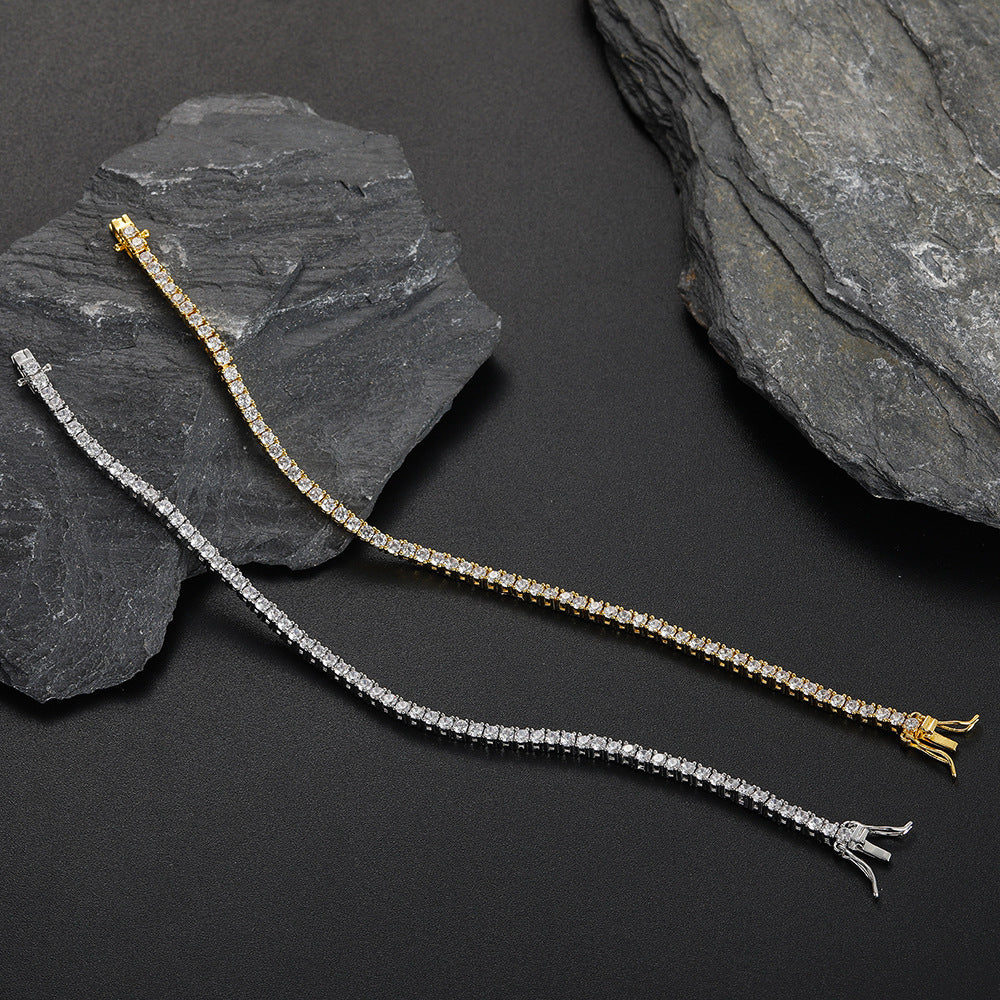 Women's Single Strand Chain Copper Inlaid Zircon Tennis Hip Bracelet