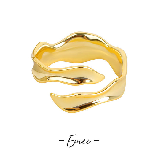 Minimalist Irregular Female Design Sense Wave Shaped Rings