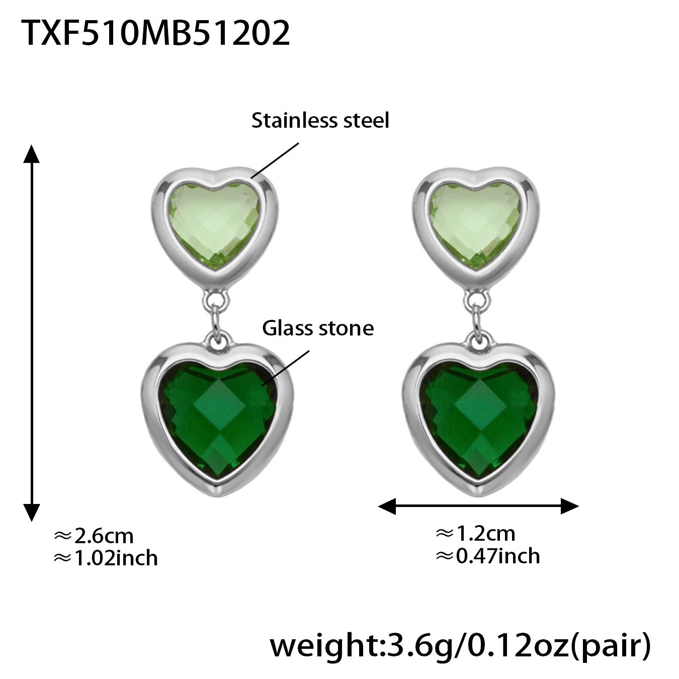 Cut Candy Color Heart-shaped Glass Stone Fashion Exquisite Stainless Rings