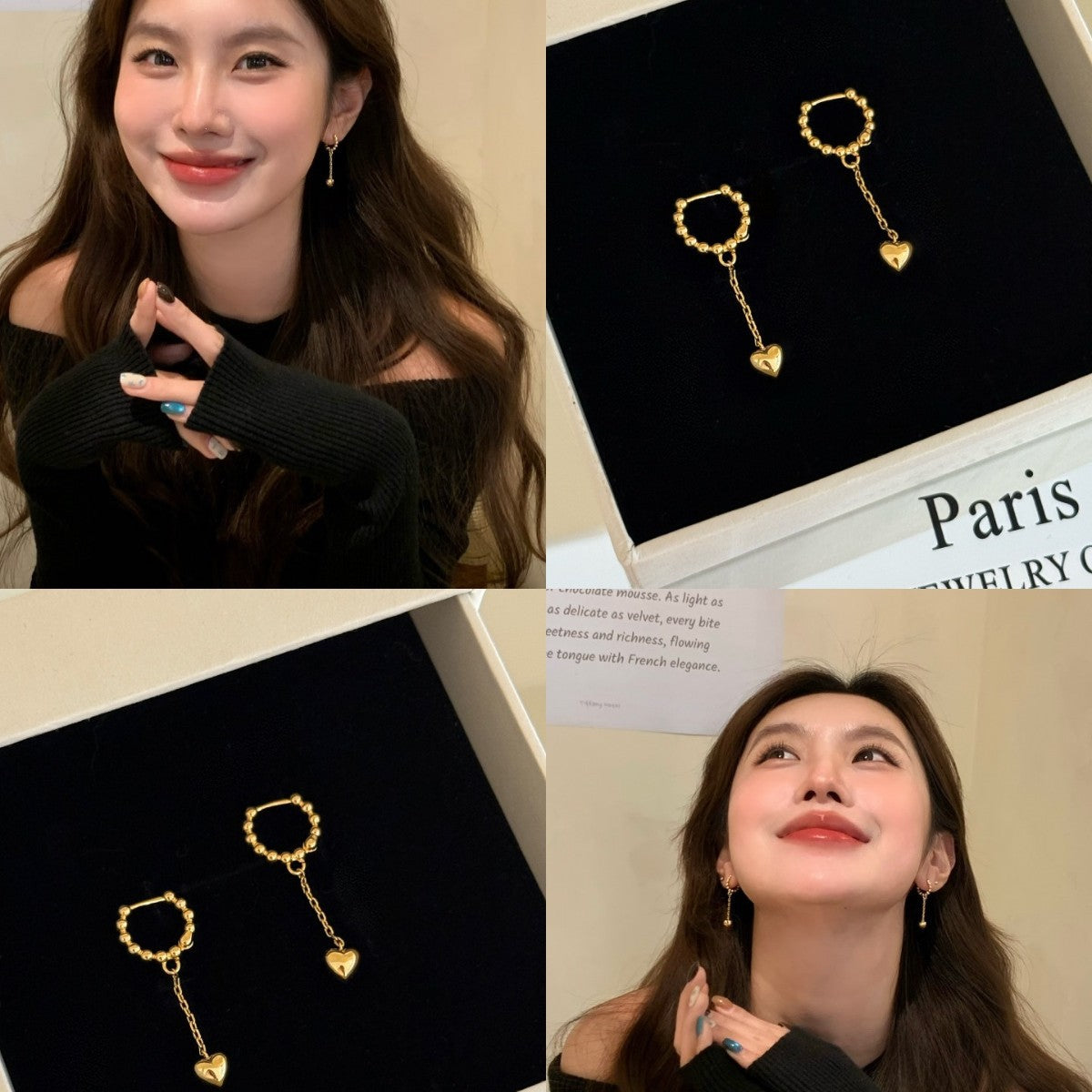 Fall Elegant Heart Tassel Clip Niche Temperament Rings