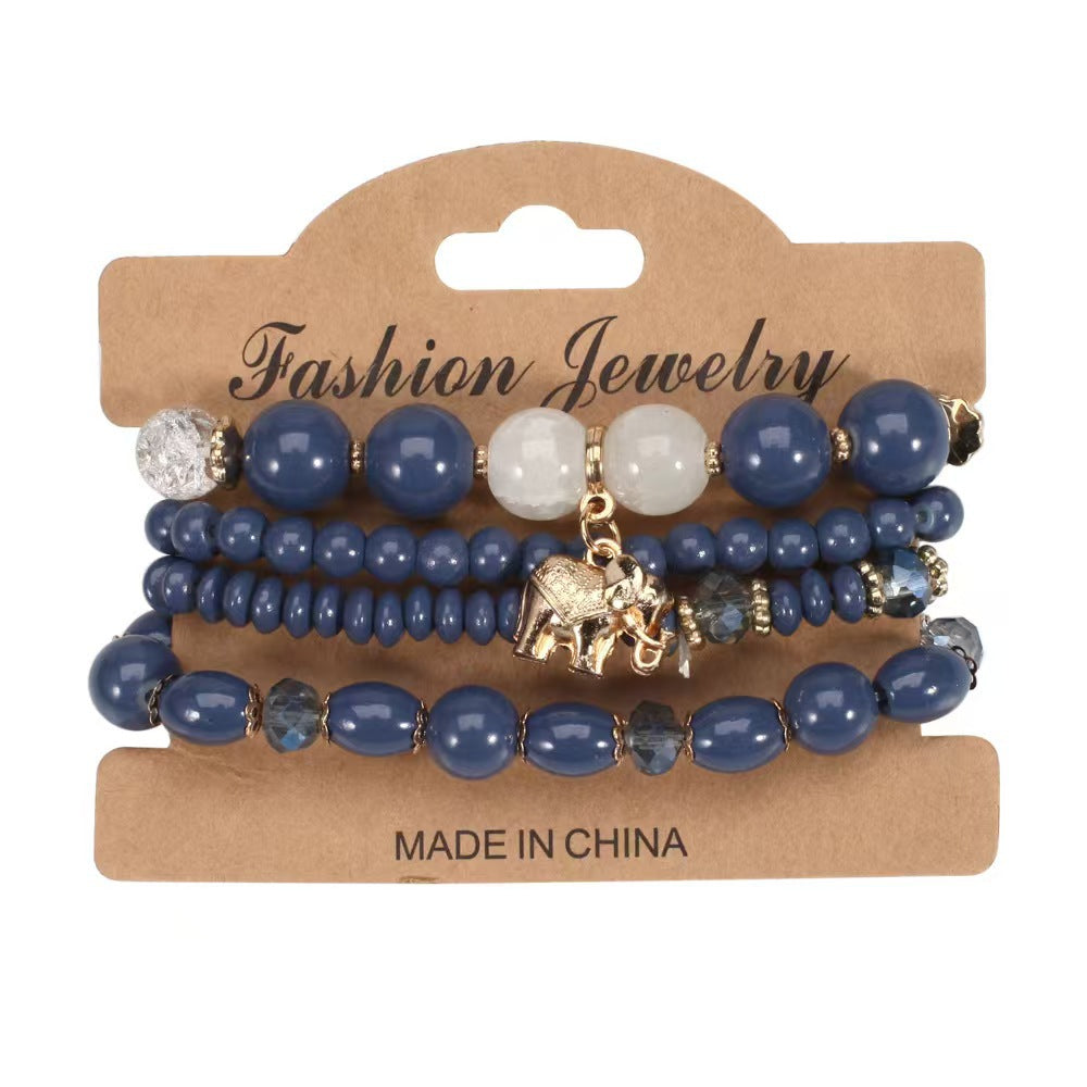 Fashion Glass Beaded Vacation Style Elephant Color Bracelet