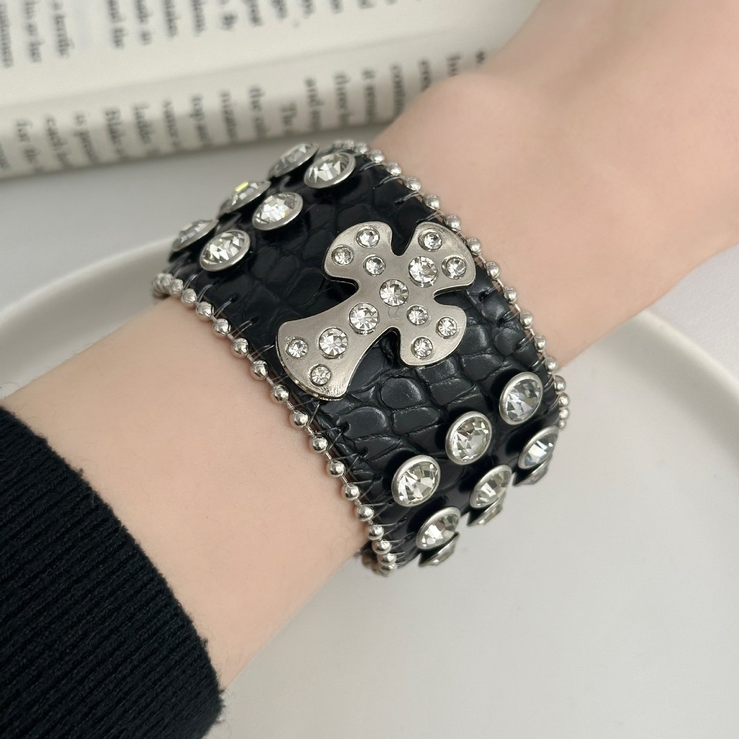 Trendy Cross Rhinestone Female Skull Hip Hop Bracelet