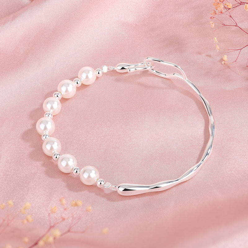 Bracelets en argent sterling avec demi-petites perles