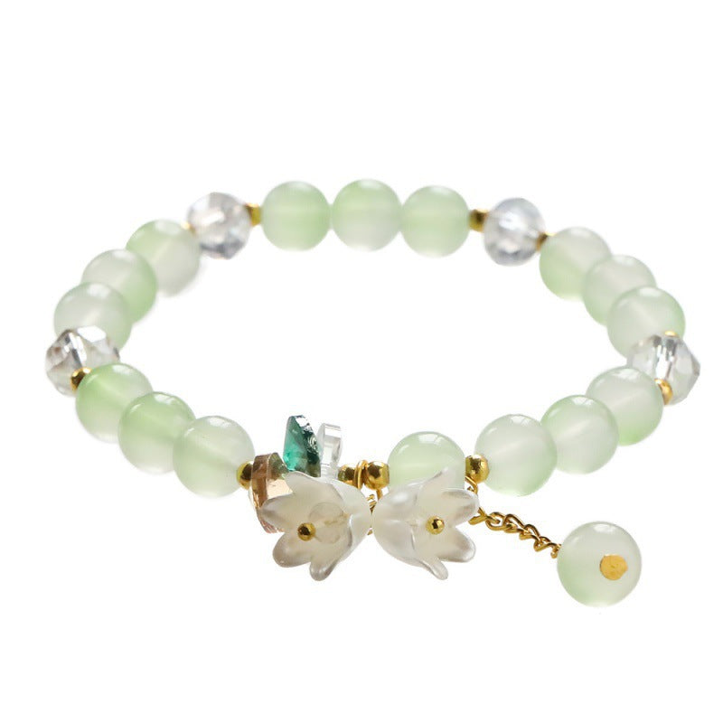 Cream Two-tone Lily White High-grade Crystal String Beads Bracelets