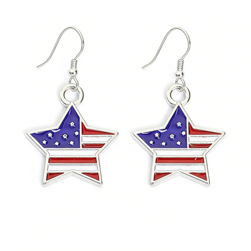 Flag Five-pointed Star Alloy Drop Oil Jewelry Set