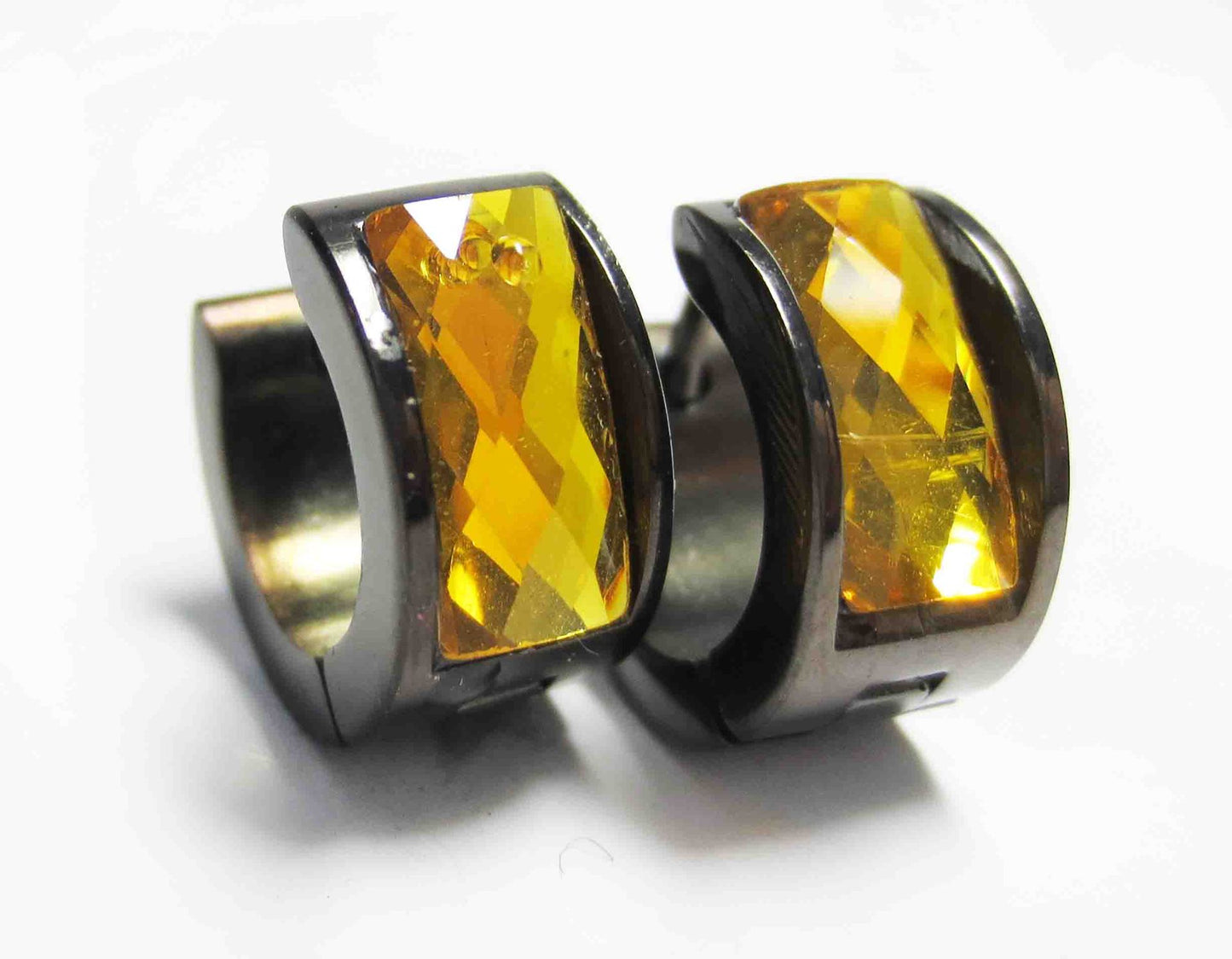 Women's & Men's Steel Clips Geometric Rhinestone Titanium Color Acrylic Ear Buckle