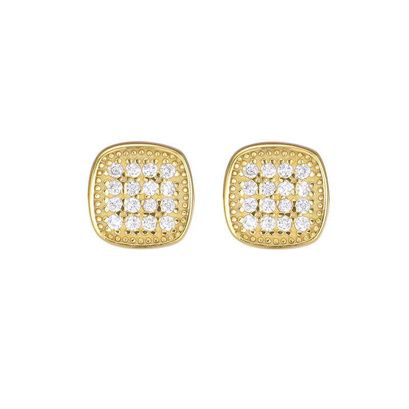 Women's Sier Fashion And Square Zircon Electroplated Earrings