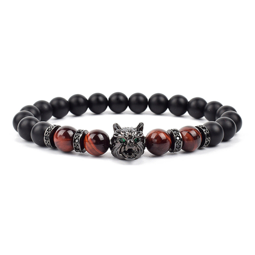 Bracelets en Zircon incrustés de Micro tête de loup dominateur pour hommes