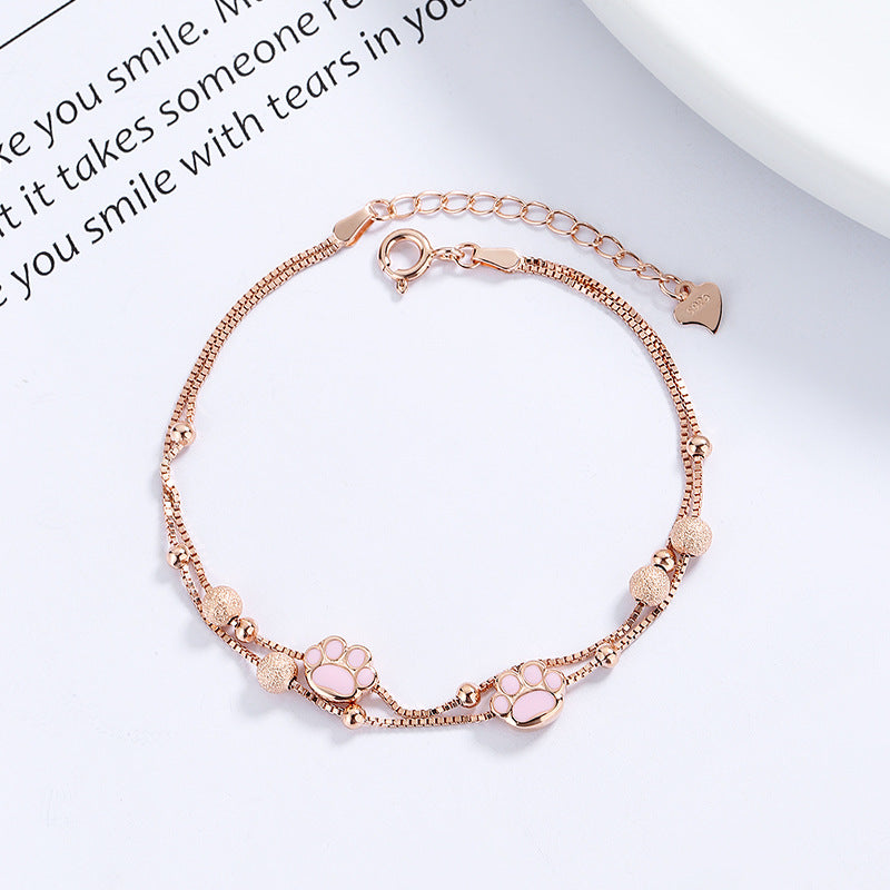 Women's Paw Summer Simple Dull Polish Bead Bracelets