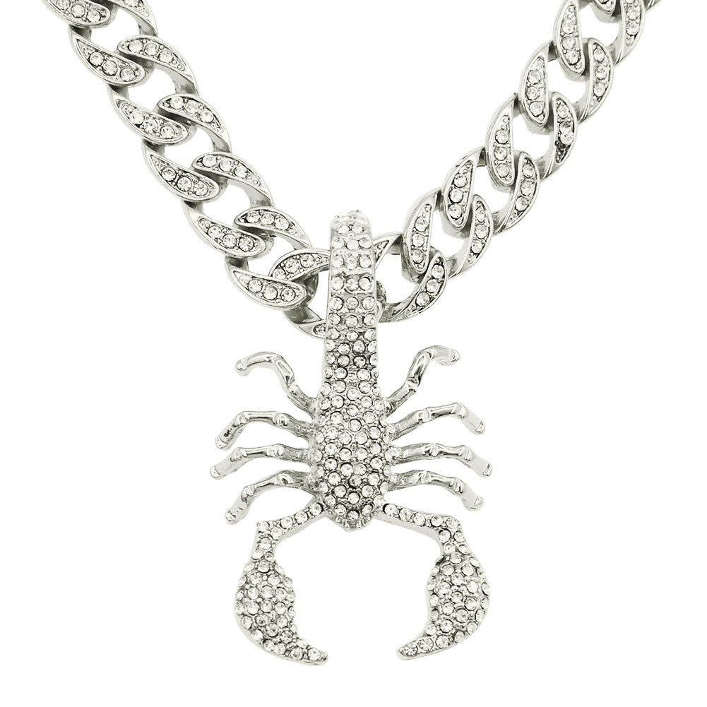 Hop Three-dimensional Full Diamond Scorpion Shape Necklaces