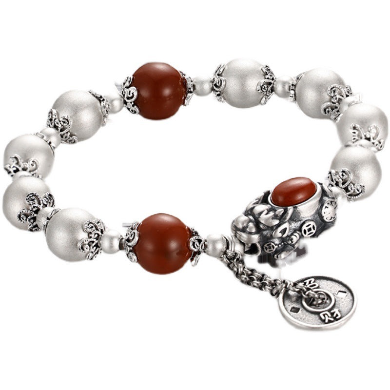 Women's Round Beads Southern Red Agate Hand Bracelets