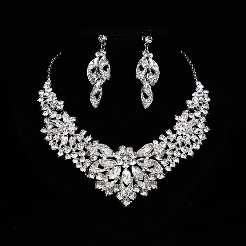Bridal Wedding Dress Full Diamond Flower Two Pieces Rings