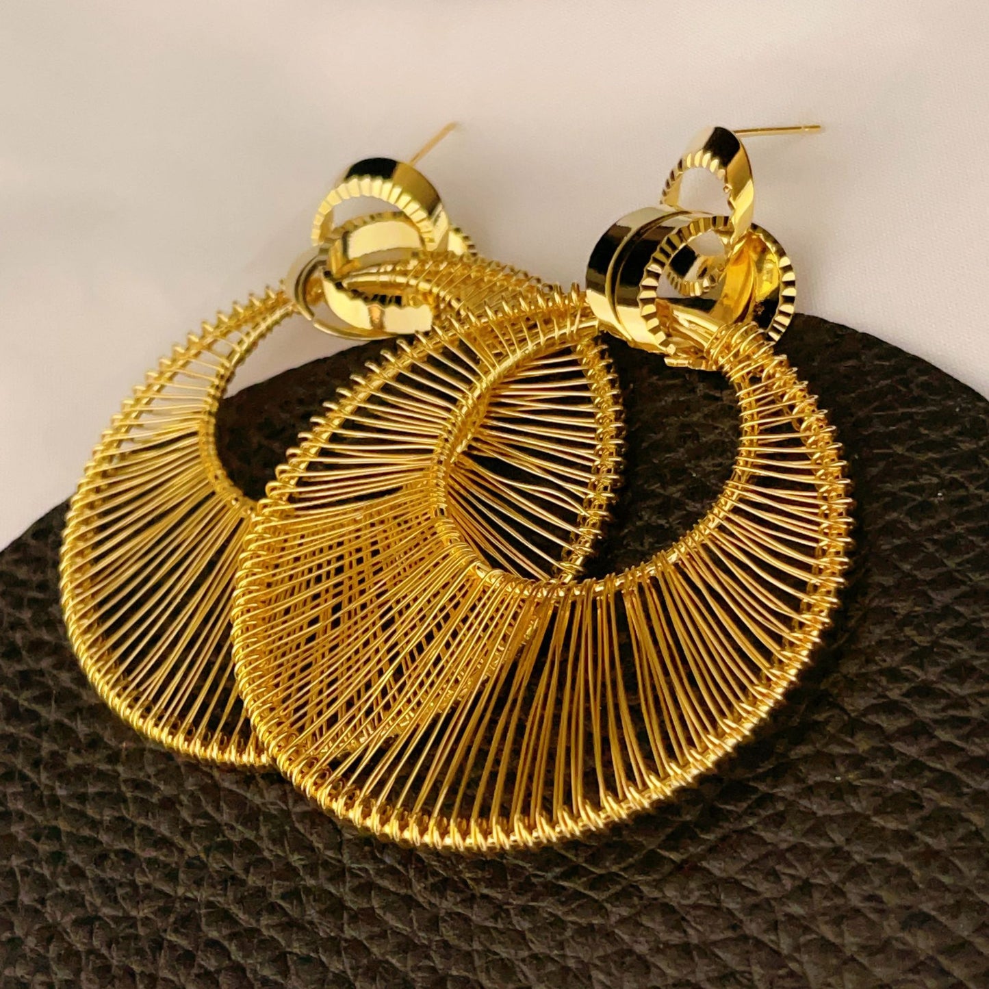 Gold Hollow Winding Large Personality And Earrings