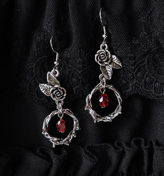 Rose Gothic Classical Thorn Vine Flower Earrings