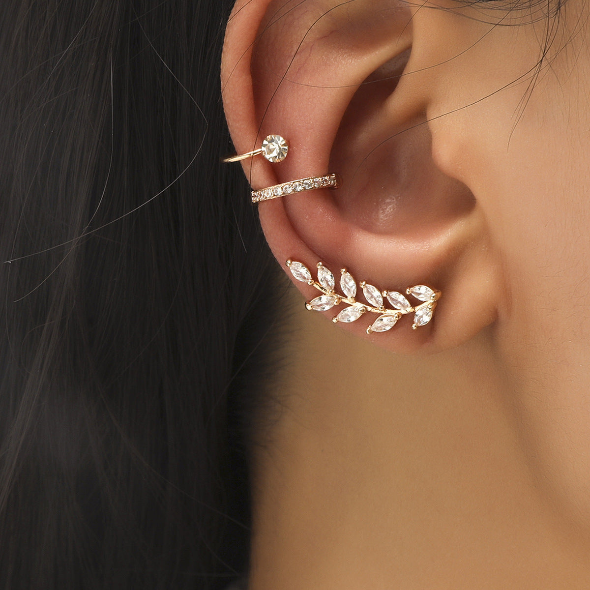 Clip Fashion Personality Copper Inlaid Zircon Rings