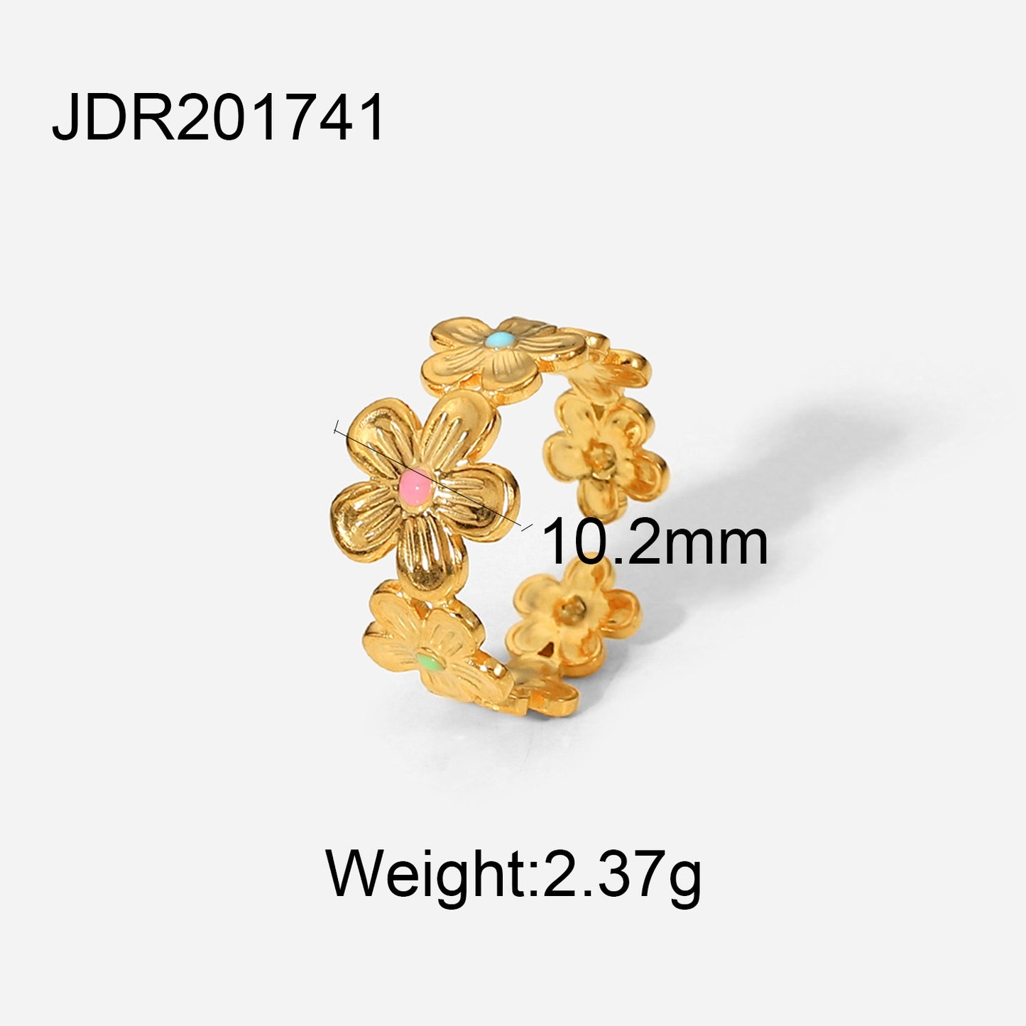 Women's Gold-plated Stainless Steel Fashion Geometric Colorful Rings