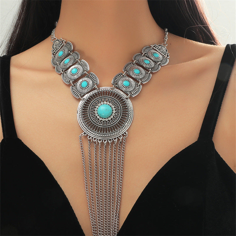 Retro Turquoise Nepal Alloy Plating Tibetan Necklaces