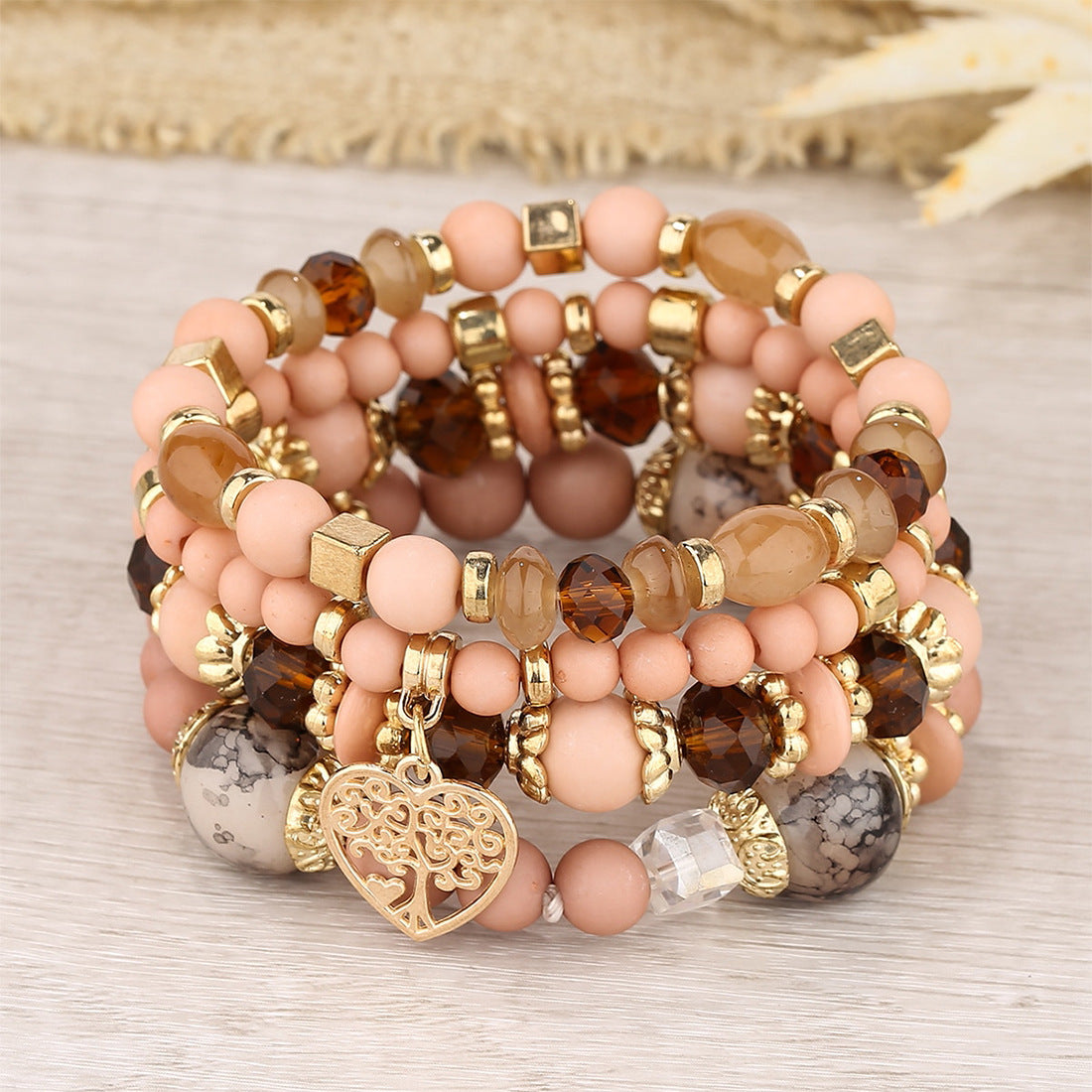 Fashion Bohemian Ethnic Style Crystal Peach Bracelets