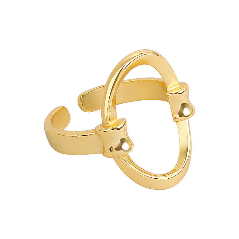 Korean Style Gold Simple Geometric Ellipse Rings