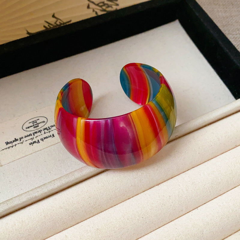 Vacation Style Acrylic Round Open-ended Fresh Sweet Niche Bracelet