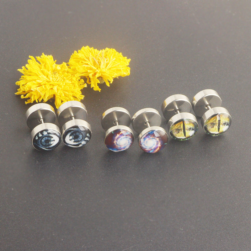 Men's Steel Barbell Fashion Dumbbell Black Street Hipster Korean Style Rings