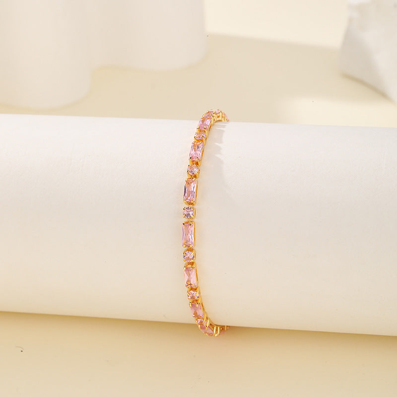 Women's Luxury Fashion Square Zircon High-grade Dopamine Simple Exquisite Versatile Watch Bracelets
