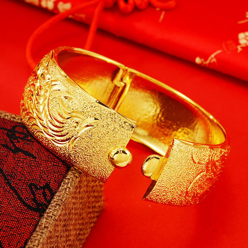 Women's Gold Display Bride Wedding Celebration Dragon Phoenix Imitation Bracelets
