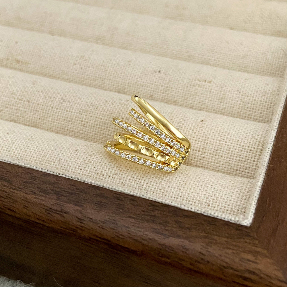 Texture Micro Inlaid Zircon Ear Clip Sweet Cool Style Versatile Earrings