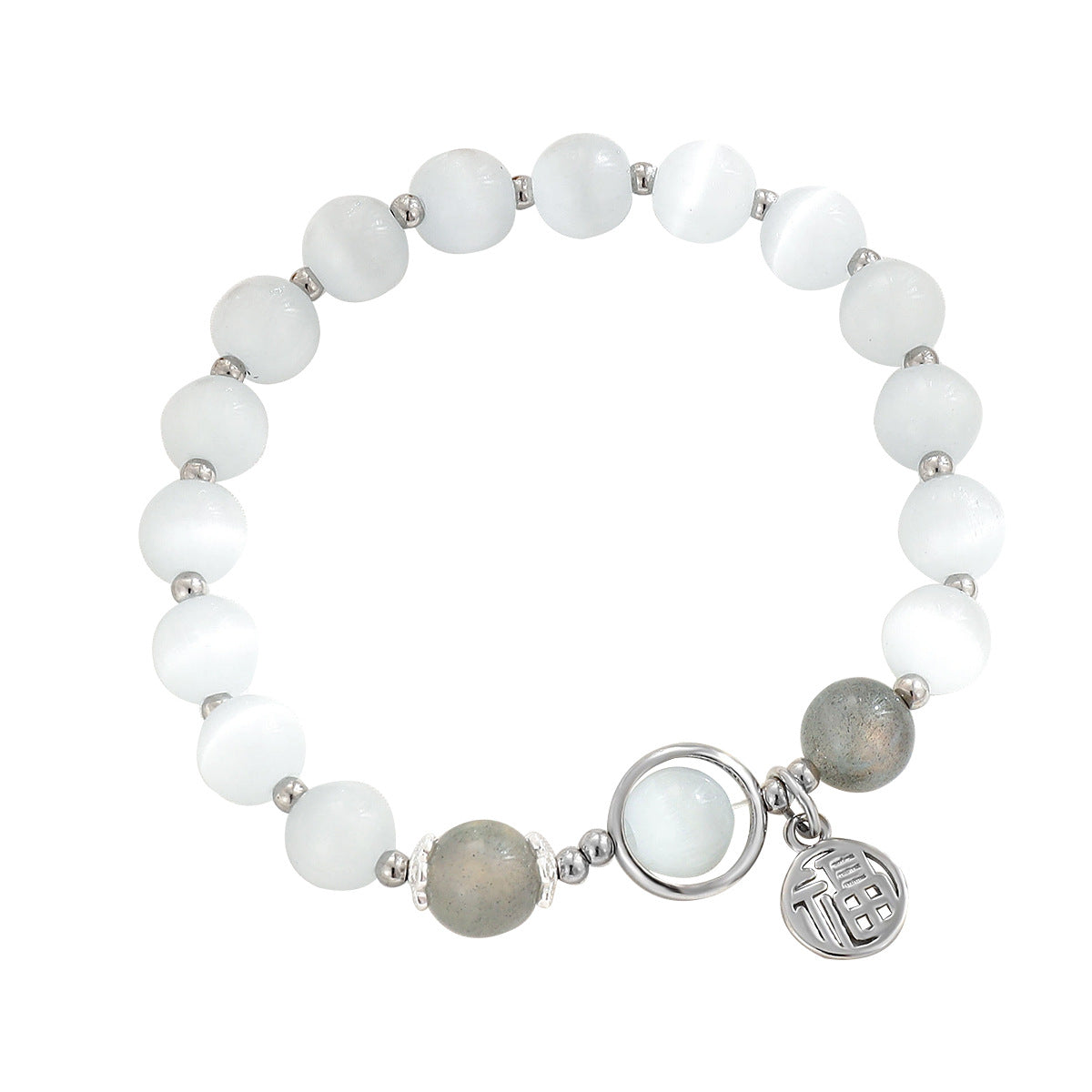 Bracelets pour femmes en argent sterling avec opale blanche et minorité capricieuse