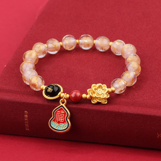 Beads Lotus Blessing Card Gold Foil Fragrant Gray Bracelets