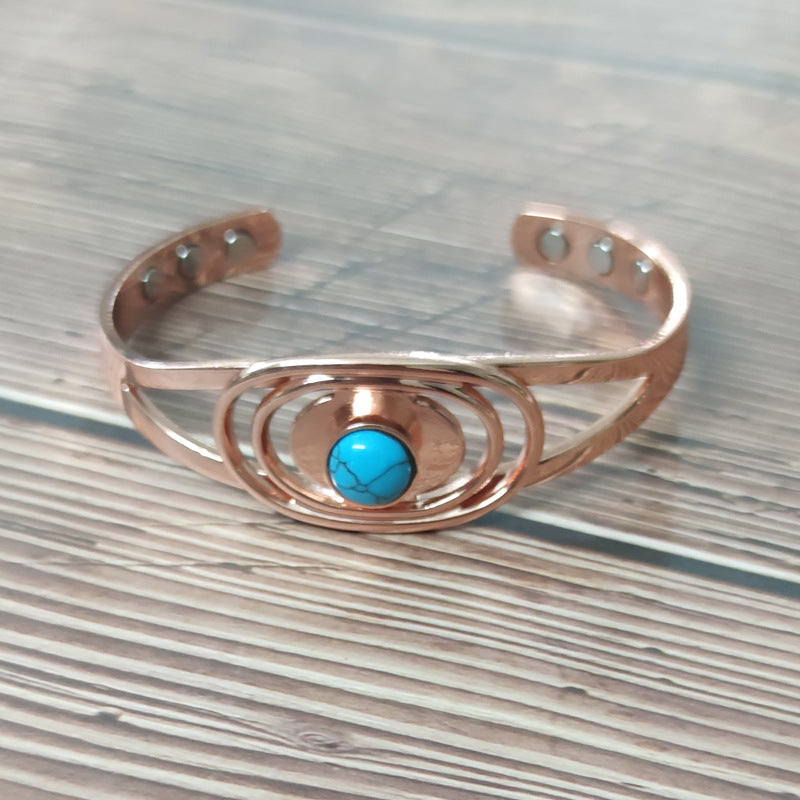 Wholesale Pure Copper Circle Middle Blue Bracelet