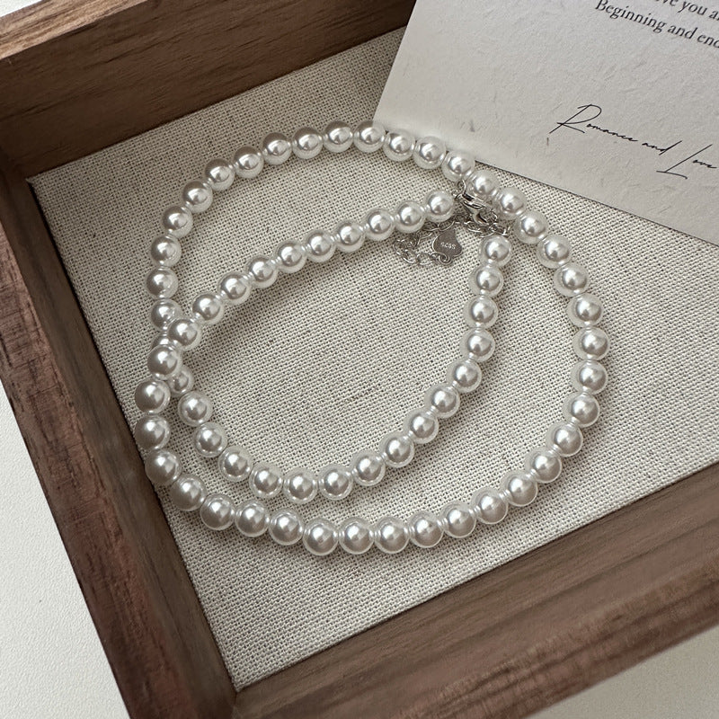 Sterling Silber Bright Pearl Koreanische Nischenhalsketten