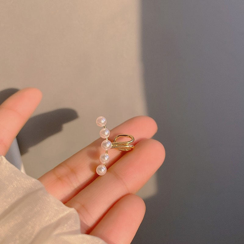 Pearl Zircon Tassel Long Clip-on Elegant Female High Earrings