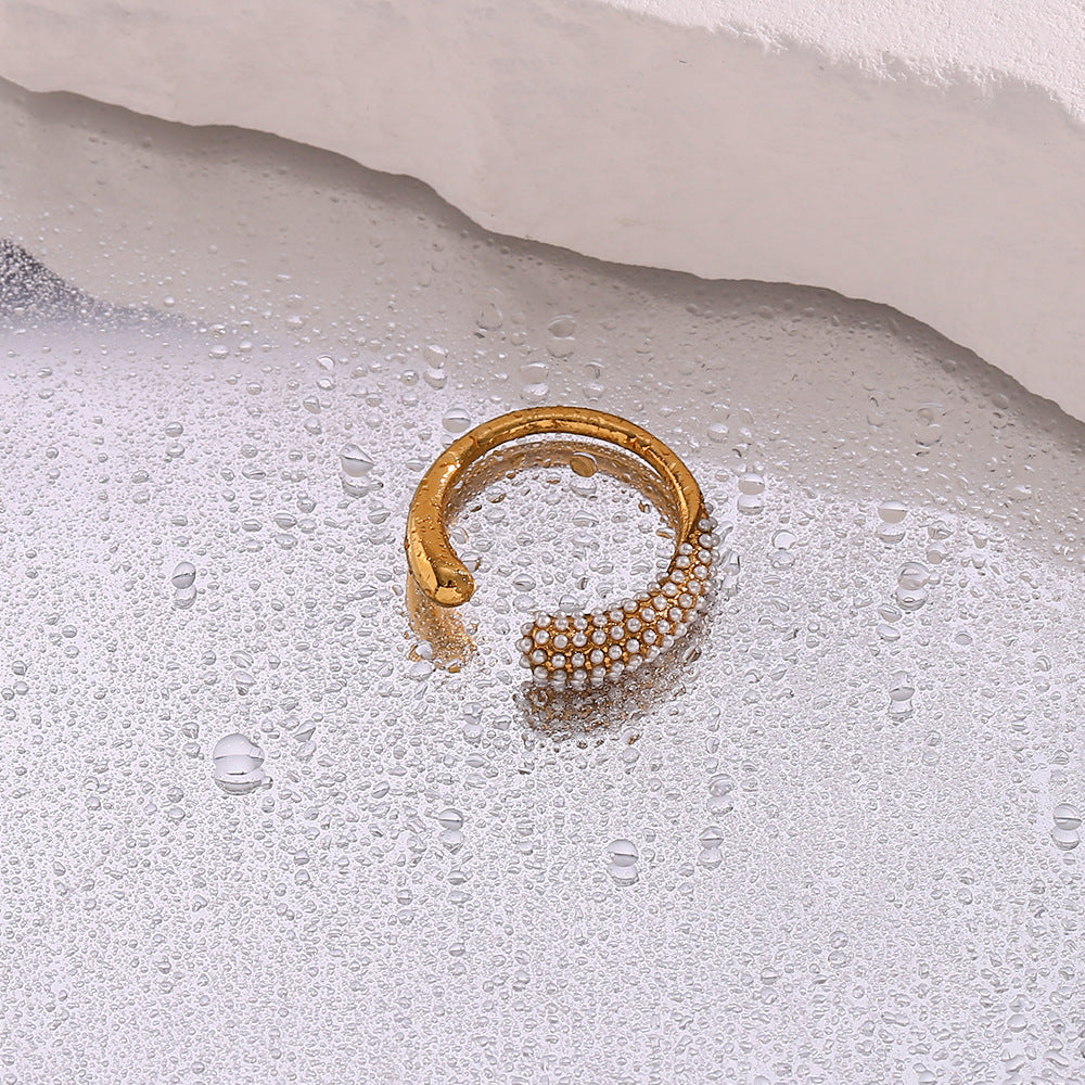 Light Luxury Female Stainless Steel Opening Water Drop Shape Micro Ring