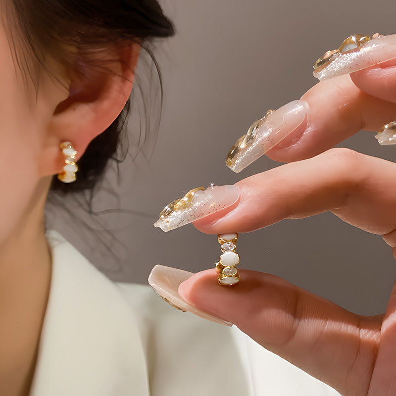 Women's Drip Glazed Rhinestone Ear Niche Design Simple Earrings