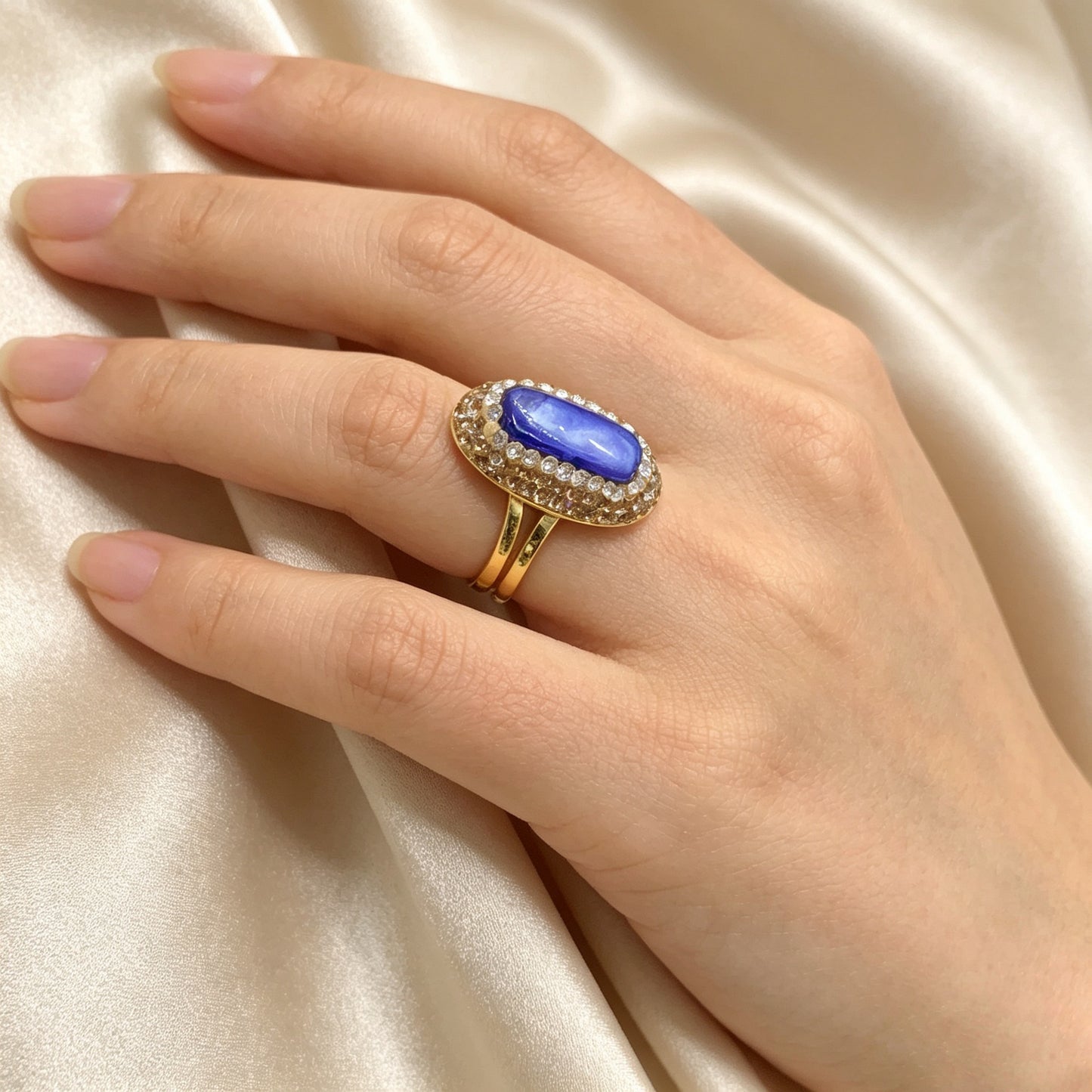 Color Shell Long Light Luxury Minority Adjustable Rings