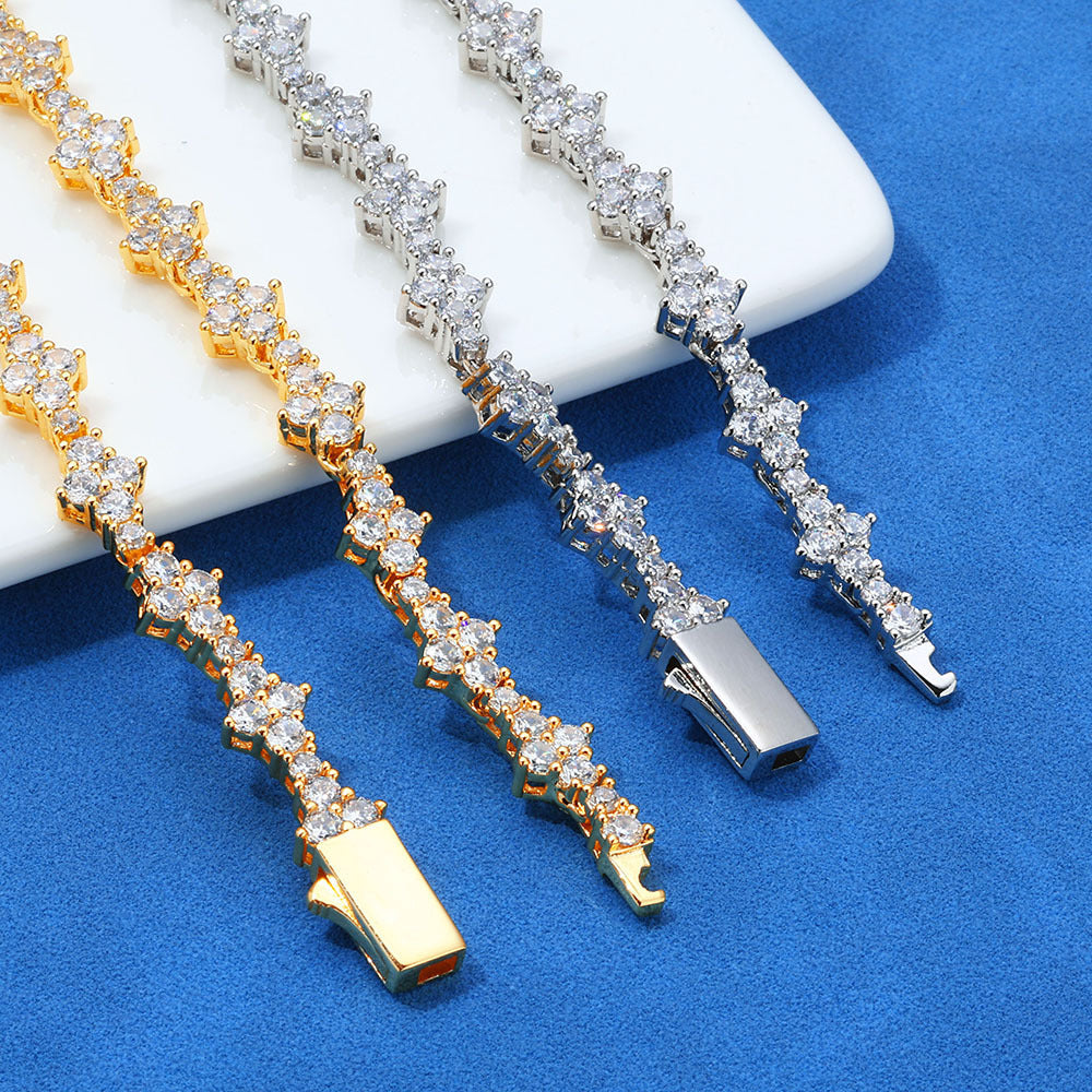 Men's Plum Cross Tennis Chain Hip Hop Zircon Fashion Spring Bracelets