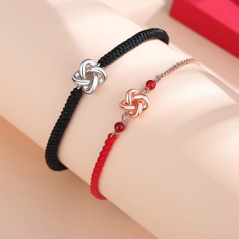 Bracelets Mobius en corde rouge tressée, conception de couple