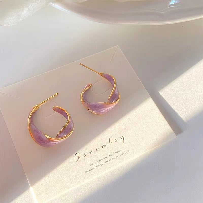 French Style Dripping Small Personalized Twisted Geometric Rings