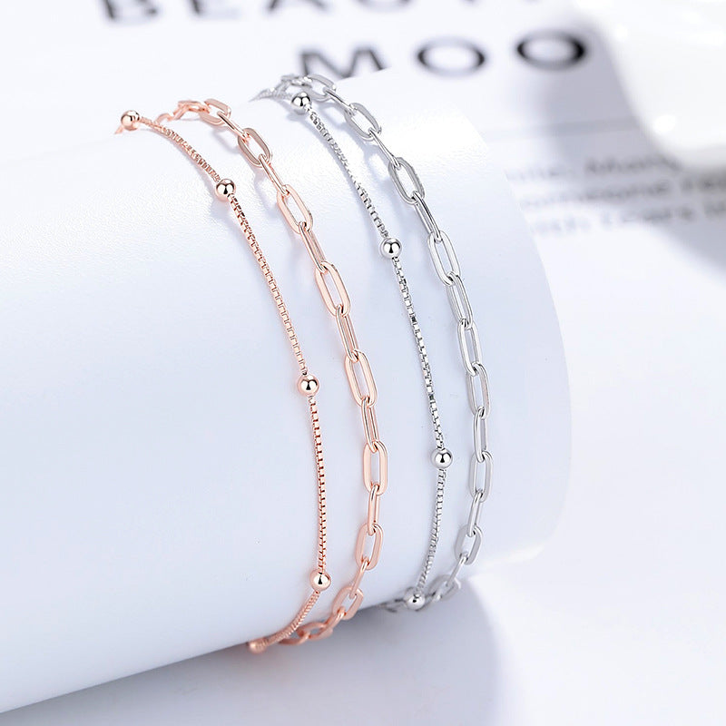 Women's For Sier Design Simple Round Beads Birthday Bracelet