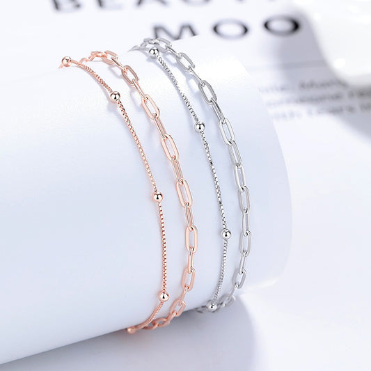 Women's For Sier Design Simple Round Beads Birthday Bracelet