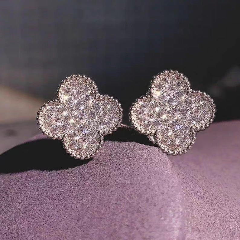 Women's Diamond Four-leaf Clover Classic Fashion Temperament Affordable Luxury Style Four Jewelry Set