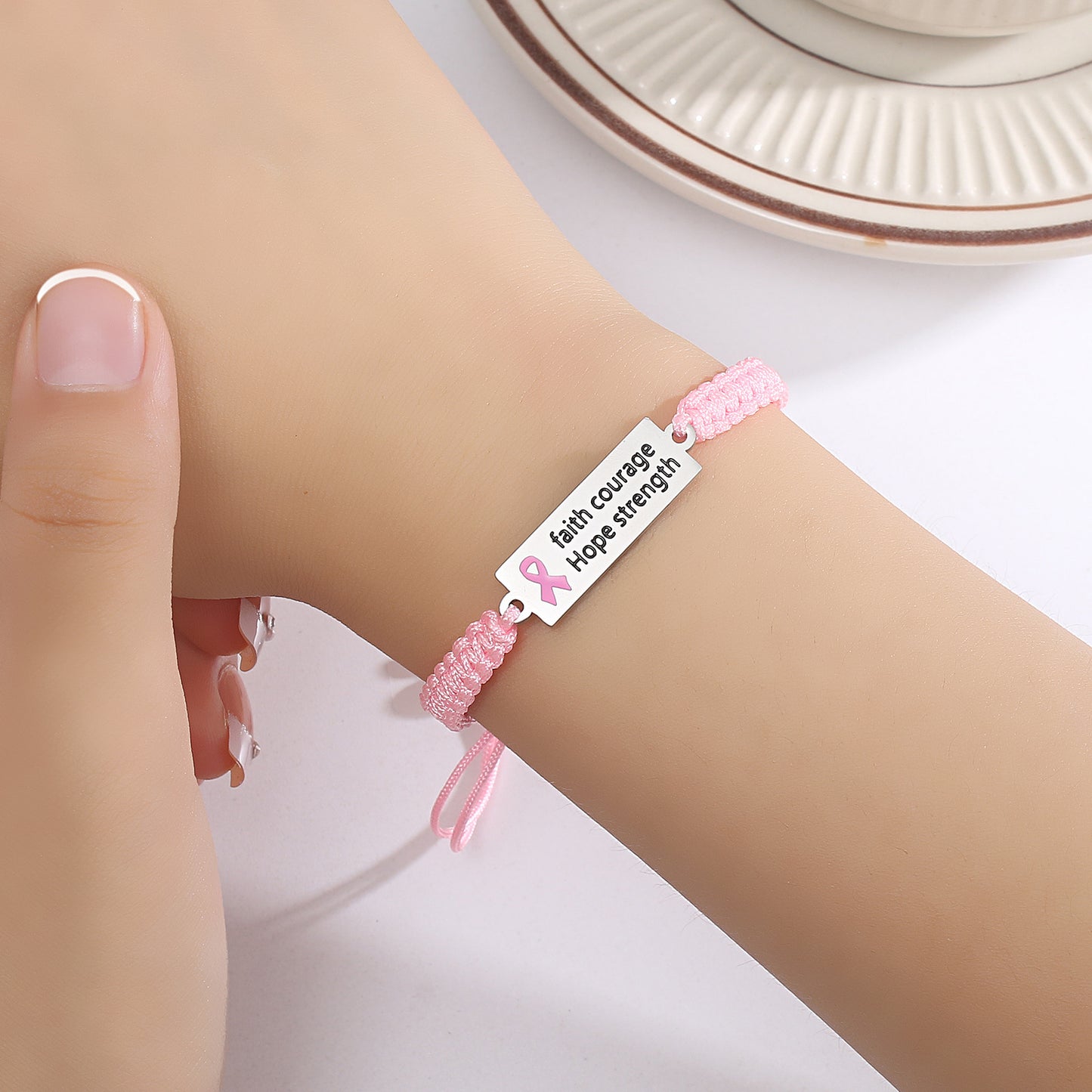 Women's Pink Ribbon Promotional Female Breast Prevention Awareness Bracelets