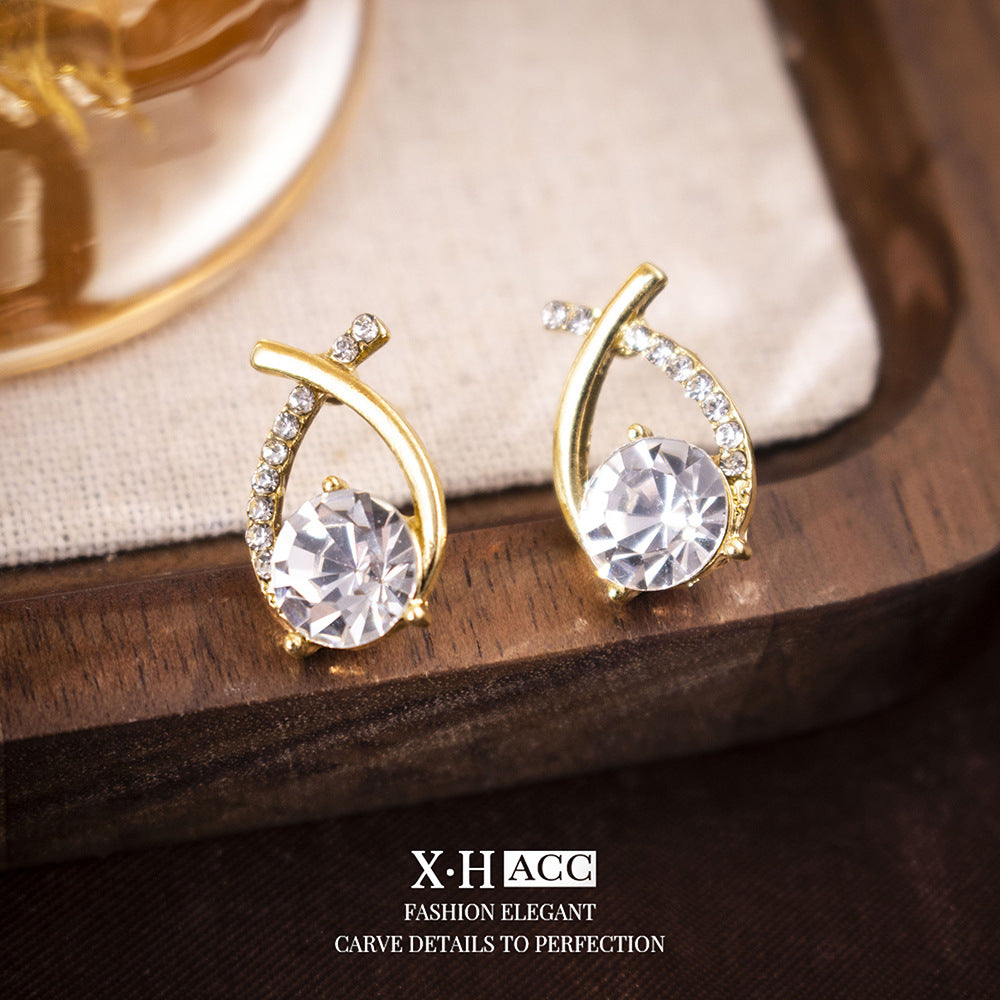 Women's Sier Cross Fishtail Korean Style Simple Geometric Fashion Earrings