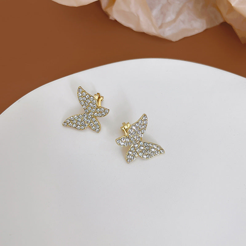 Women's Exquisite Small Diamond Butterfly Zircon Ear Clip Super Fairy Beautiful Earrings