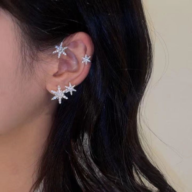 Women's Snowflake Design High-grade Super Flash Without Ear Clip