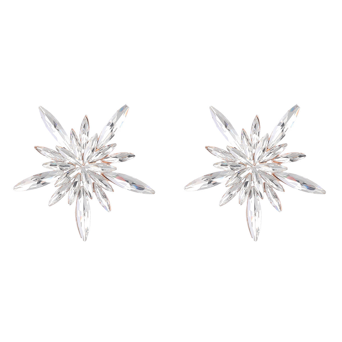 Fleur en strass pour femmes, boucles d'oreilles de Style modèle entièrement bijou