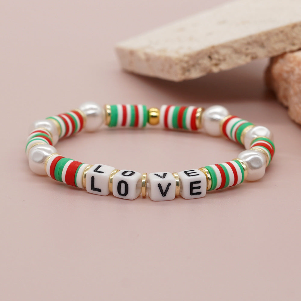 Polymer Clay Beaded Gold Plating Imitation Bracelets