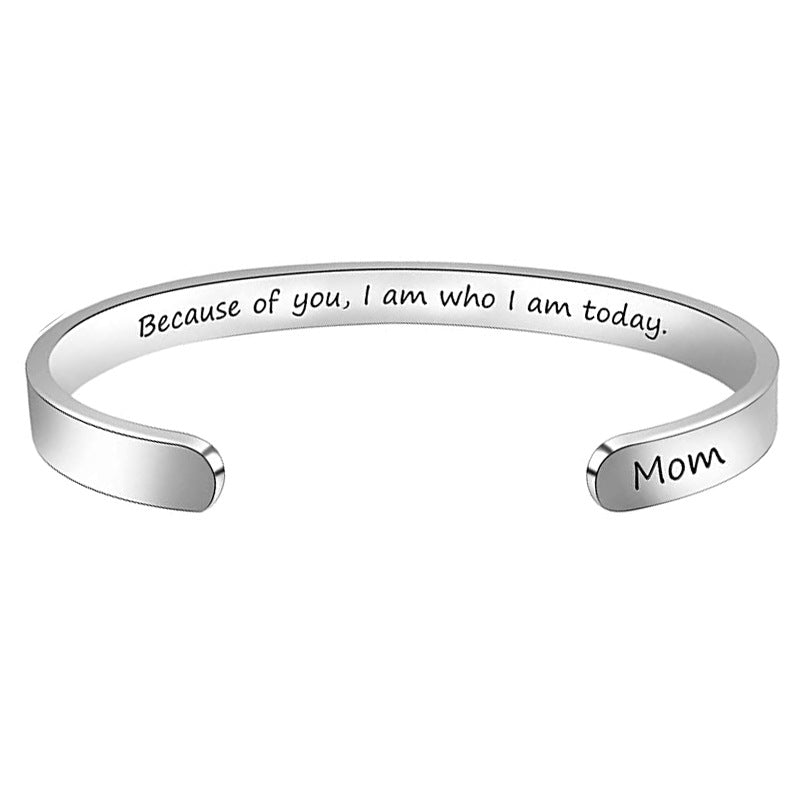 Steel Open-ended Titanium Inspirational Lettering Graduation Gift Bracelet